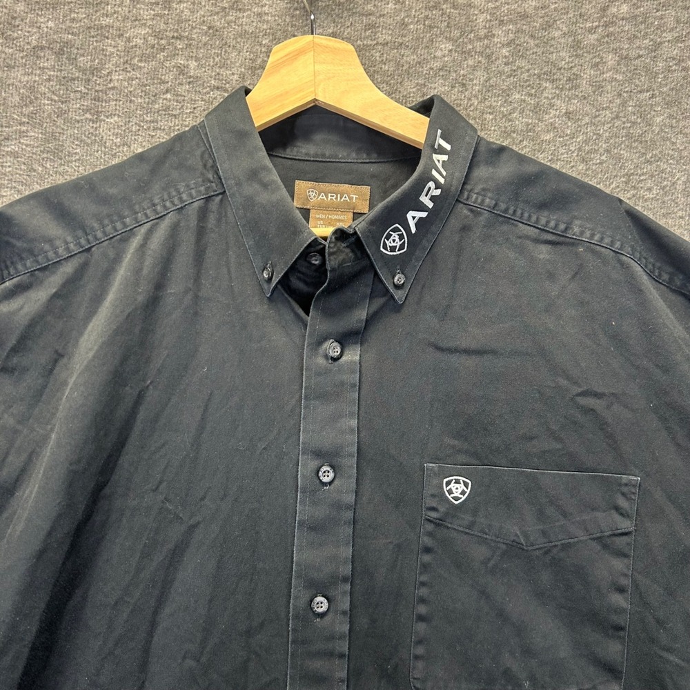 Ariat Mens XXL Black Long Sleeve Button Down Embroidered Logo Western Shirt